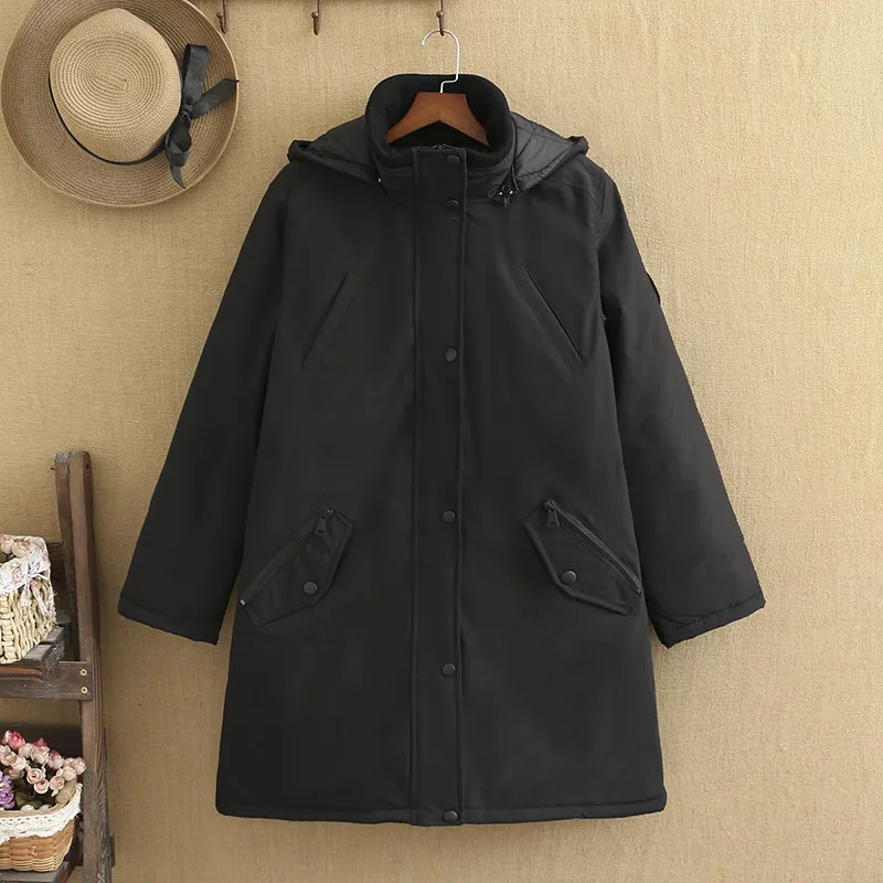 

Вялікая баваўняная куртка, жаночая баваўняная куртка, здымная шапка, балахон, зімовая куртка буйнога памеру, вельмі вялікая і бавоўна-патоўшчаная цёплая куртка для поўных жанчын узімку