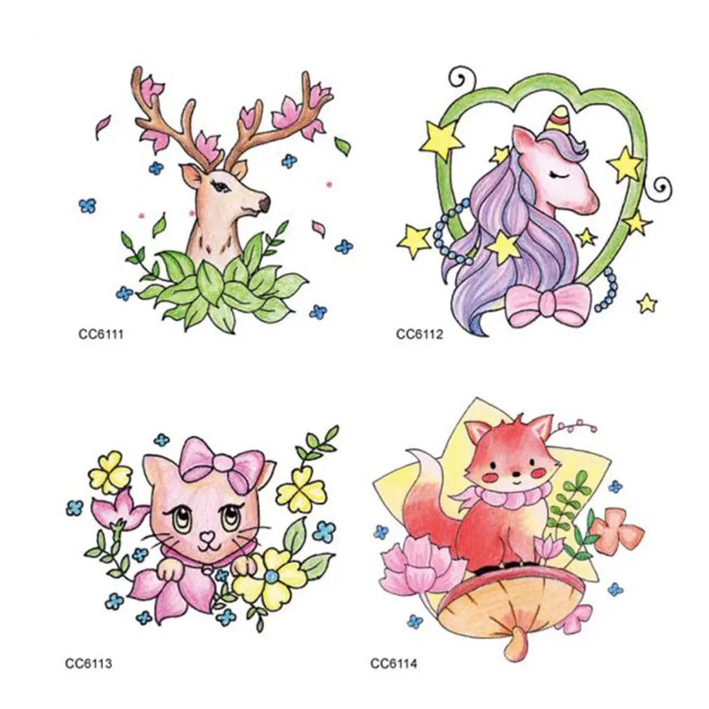 

Набор изысканных цветных наклеек с единорогом, лицевая Временная наклейка с животными для детей, милые детские индивидуальные наклейки