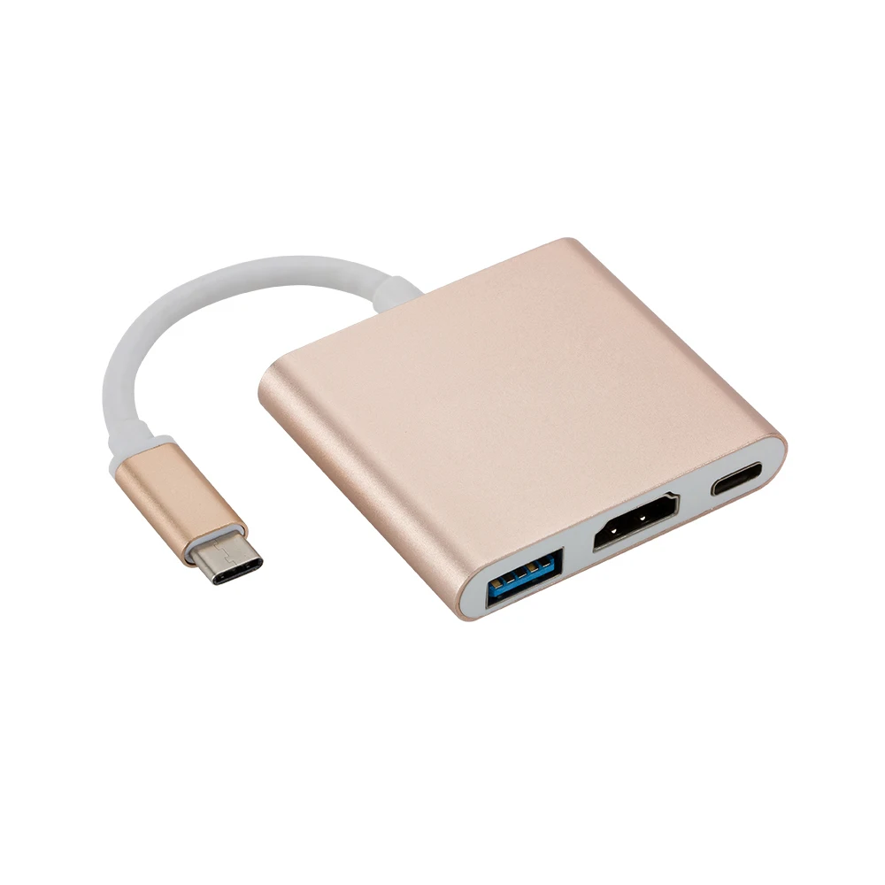 gold all in one Usb c HDMI Usbc в Hdmi 3,1 конвертер адаптер type c в hdmi HDMI/USB 3,0/type C адаптер type-C Алюминиевый для Apple Macbook - Цвет: gold all in one