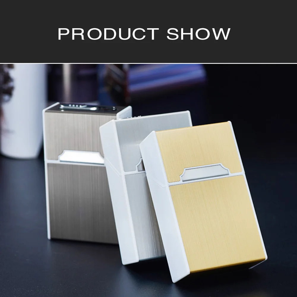 2-в-1 сигареты чехол зарядка через usb коробка зарядки для сигарет; защита от ветра зажигалка для курения металлических электронных сигарет чехол Перезаряжаемые Коробки