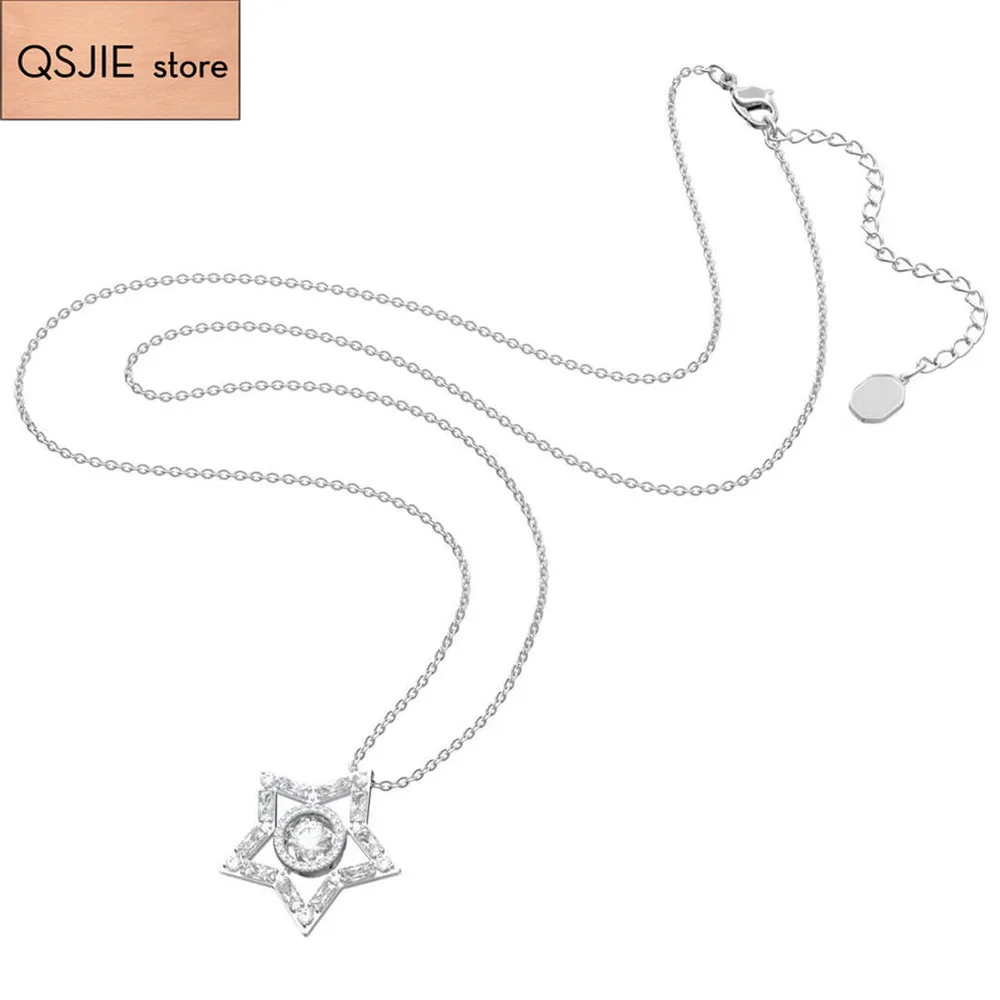 

SWA, модные ювелирные изделия, высокое качество, 2021, очаровательные серебряные серьги с кристаллами в виде звезды, романтический подарок для ...