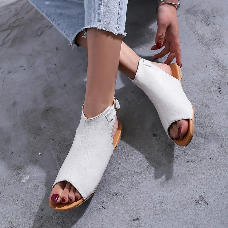 

2020Summer Breathable Shoes Woman Sandals Solid Sandals Women Shoes Pu Leather Casual Shoes Women Slippers