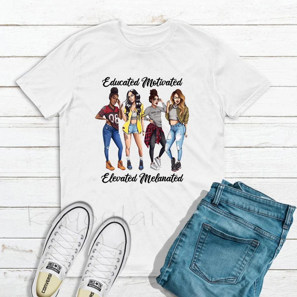 

Educated Motivated Black Queen Melanin African T-Shirt Women
