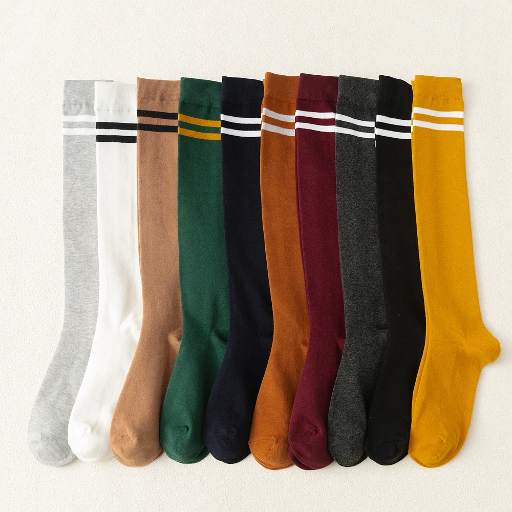 

Instime/1 пара хлопковых женских носков, теплые носки до середины икры на осень и зиму, однотонные женские носки