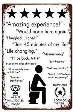 

Забавные отзывы на унитаз, металлический жестяной знак с юмором для бара, кафе, паба, Настенный декор в стиле ретро, винтажный, 8X12 дюймов