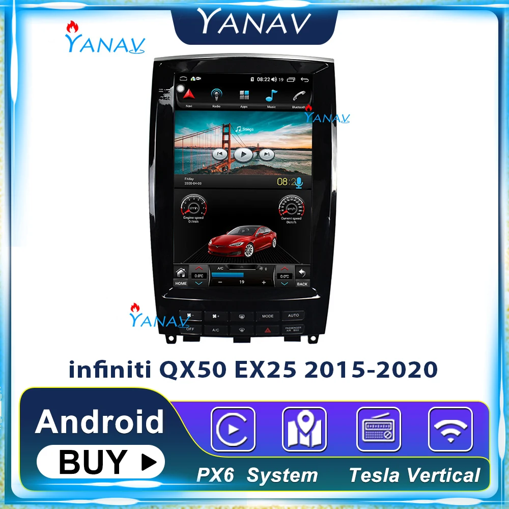 

2 din Android автомобильный стерео автомагнитолы Tesla стиль для infiniti QX50 EX25 2015-2020 автомобильный аудио мультимедиа gps-навигация, dvd-плеер