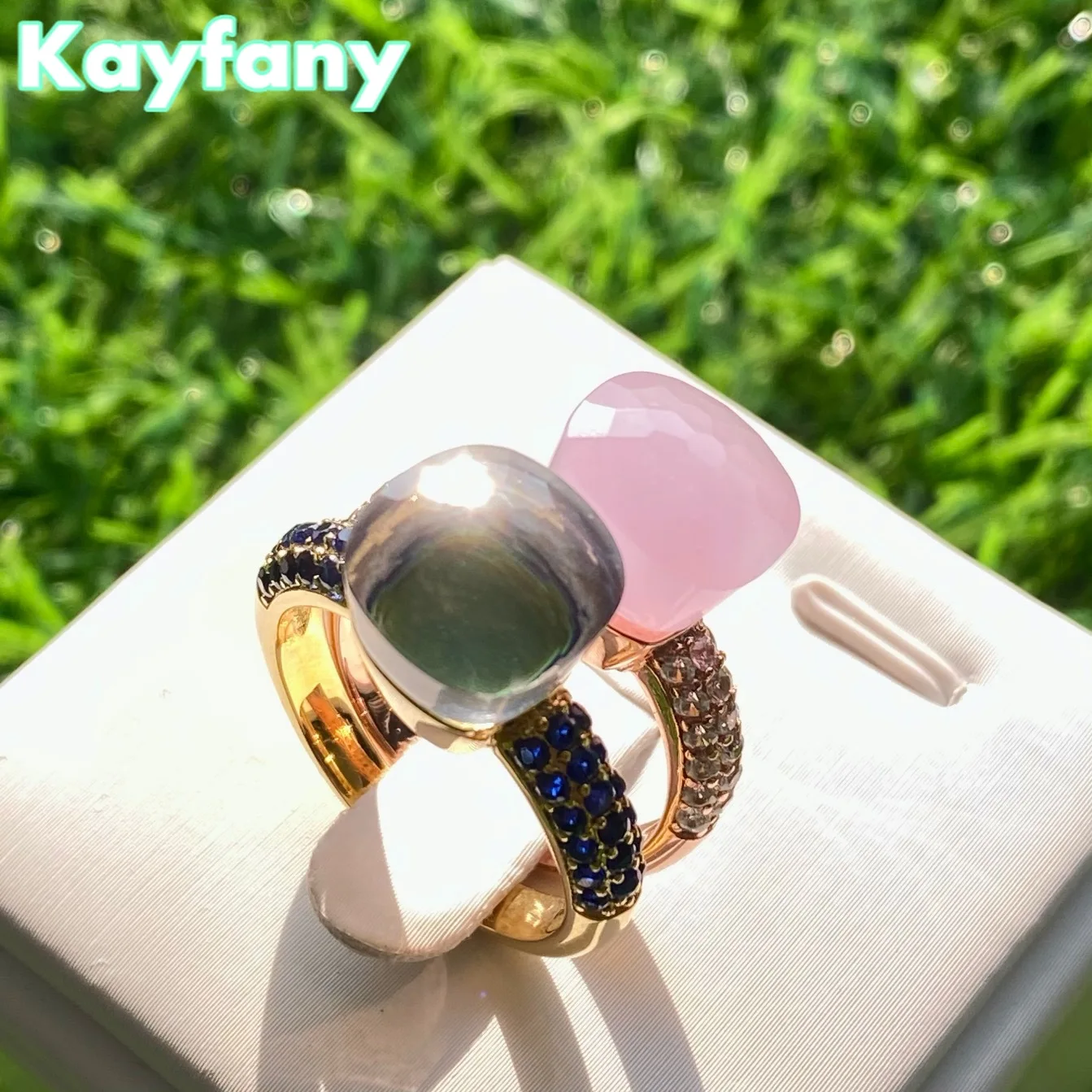 

Classic Candy Style Ring 21 Kinds of Color Crystal Green Red Blue Crystal Rings for Women Party Jewelry Engagement Rings