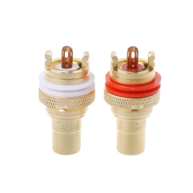 

2Pcs Copper RCA Female Connector Lotus Audio Socket Audio Amplifier RCA Block