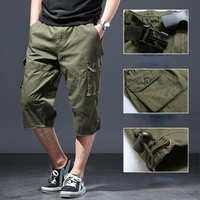 trousers capri pants 2021 summer fashion mens casual long length cargo shorts multi pocket cotton hot breeches capri pants