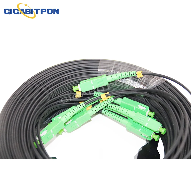 GJYXCH G657A1 FTTH Fiber Optic Drop Cable SCAPC to SCAPC 100-500m Single Mode Outdoor 3 Steel 4 Core enlarge
