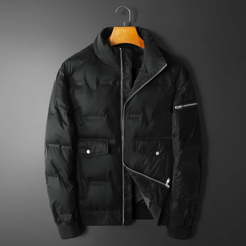 

Minglu White Duck Down Male Jackets Luxury Autumn Winter Stand Collar Zipper Men's Coats Slim Fit Casual Man Coats Plus Size 4XL