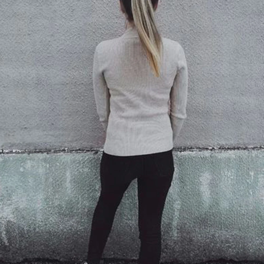 Осенне-Весенние Женские приталенные свитера однотонного цвета с