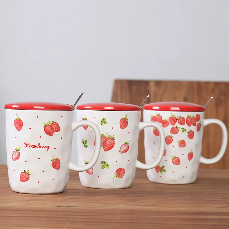 

Creative Strawberry Mug Water Cup Simple Ceramic Cup Breakfast Coffee Cup Cute Gift Cup Tea Cup Cute Cup Cups Kawaii Mug