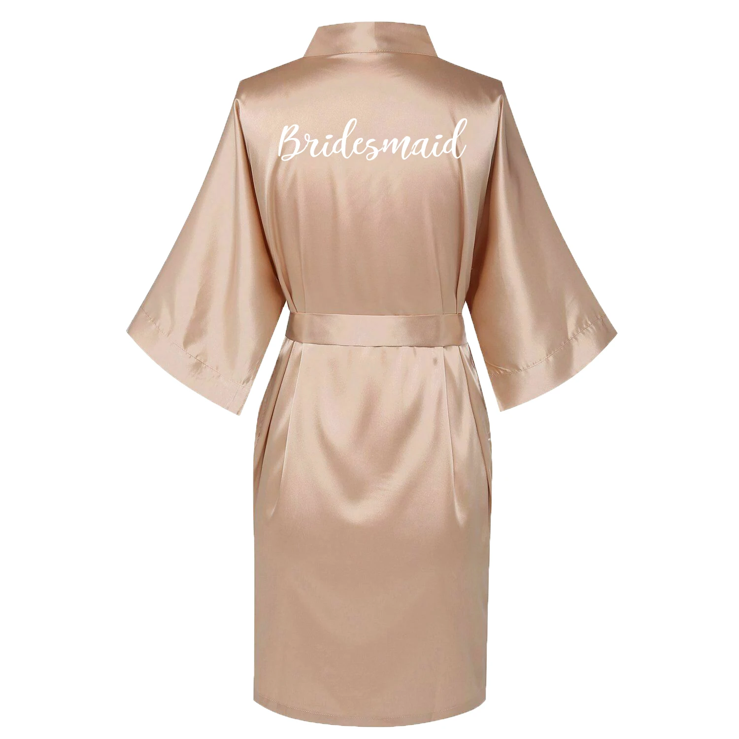 rose Bridesmaid Owiter Satin Silk Robes Plus Size Bride Bridesmaid Robe Wedding Bathrobe Gown Women dressing Sleepwear Maid of Honor Rose Gold - Цвет: rose Bridesmaid