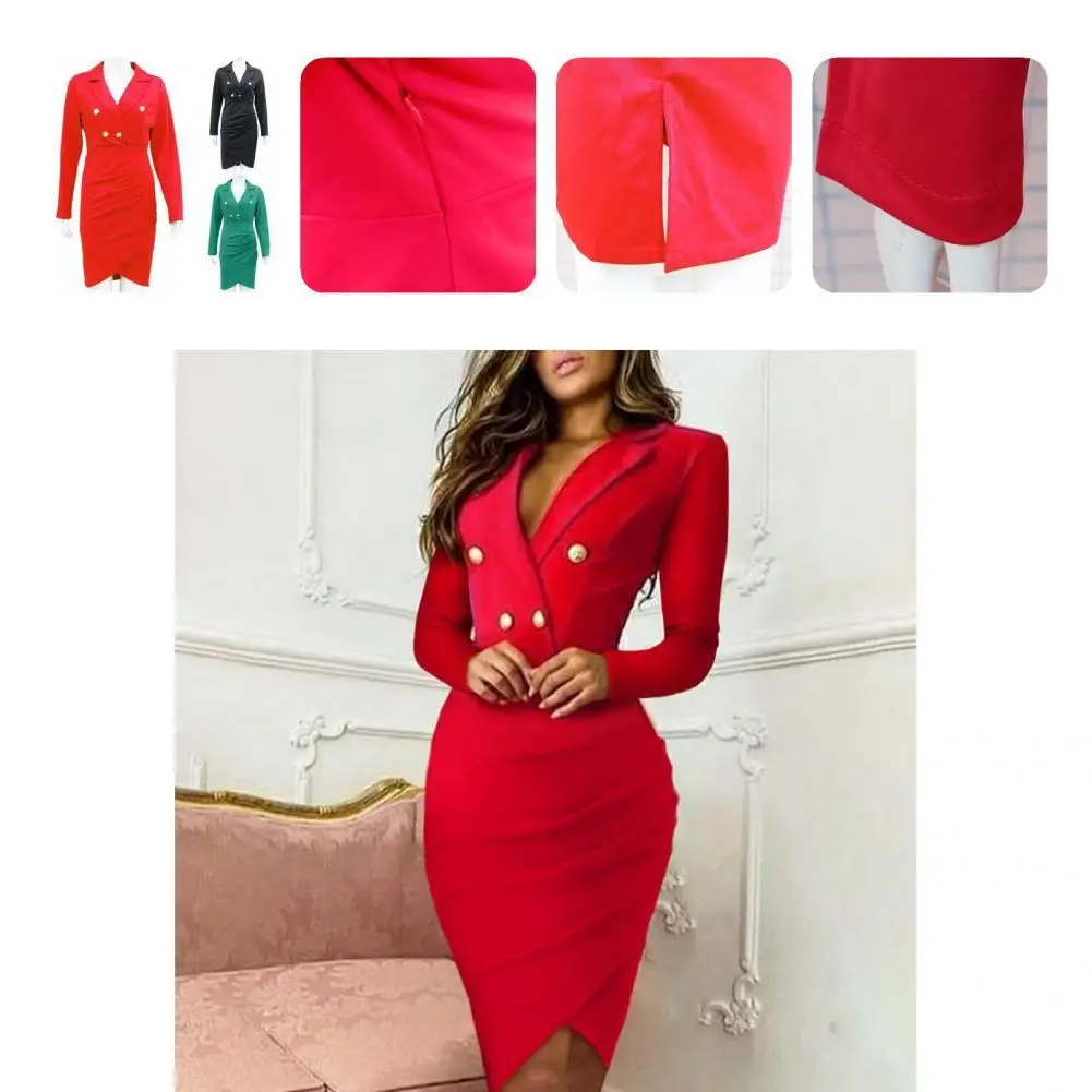 

Terrific Women Dress V Neck Office Irregular Hem Suit Dress Sheath Dress Lady Dress
