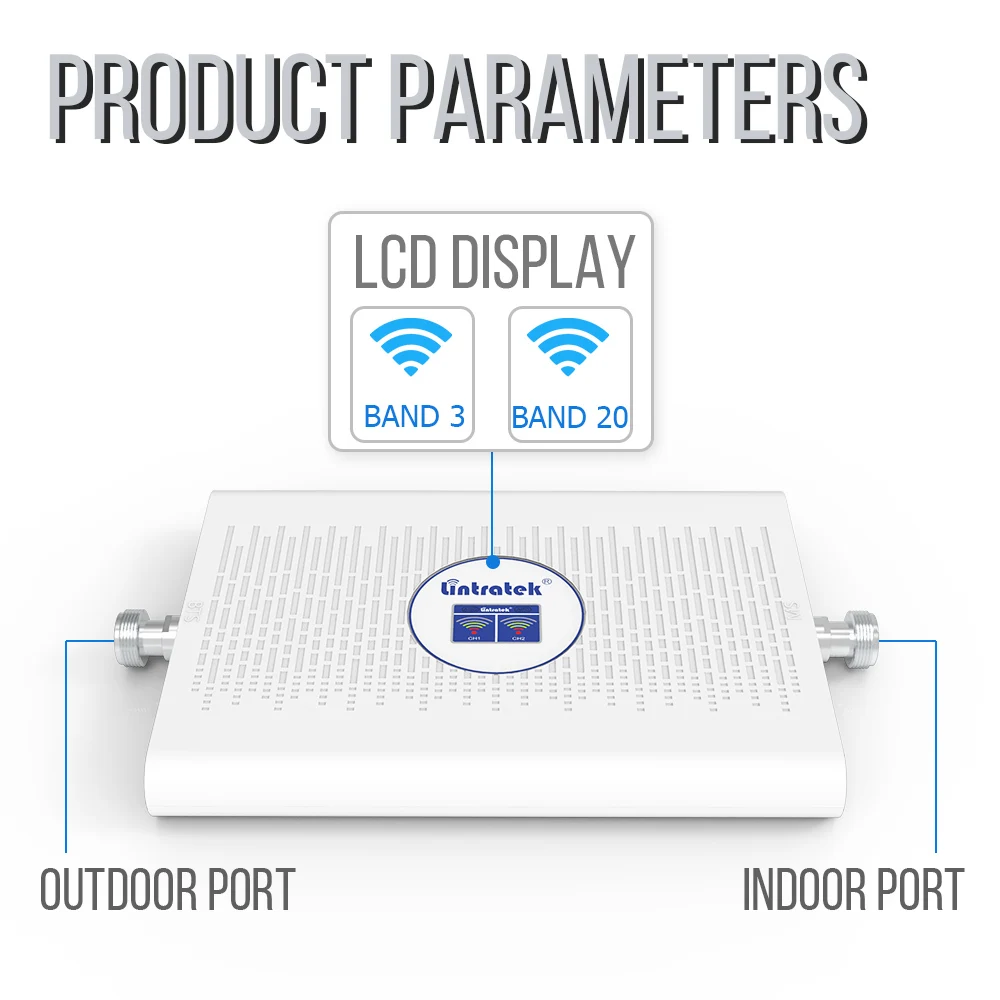 Lintratek CDMA 850 LTE 700 Dual Band Signal Booster 3G 4G Amplifier cellular repeater antenna+10m cable full set 70dB AGC |