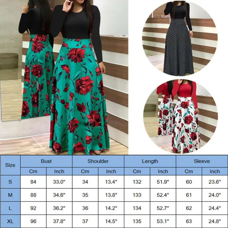 Женское Повседневное платье в стиле бохо с длинным рукавом и круглым вырезом