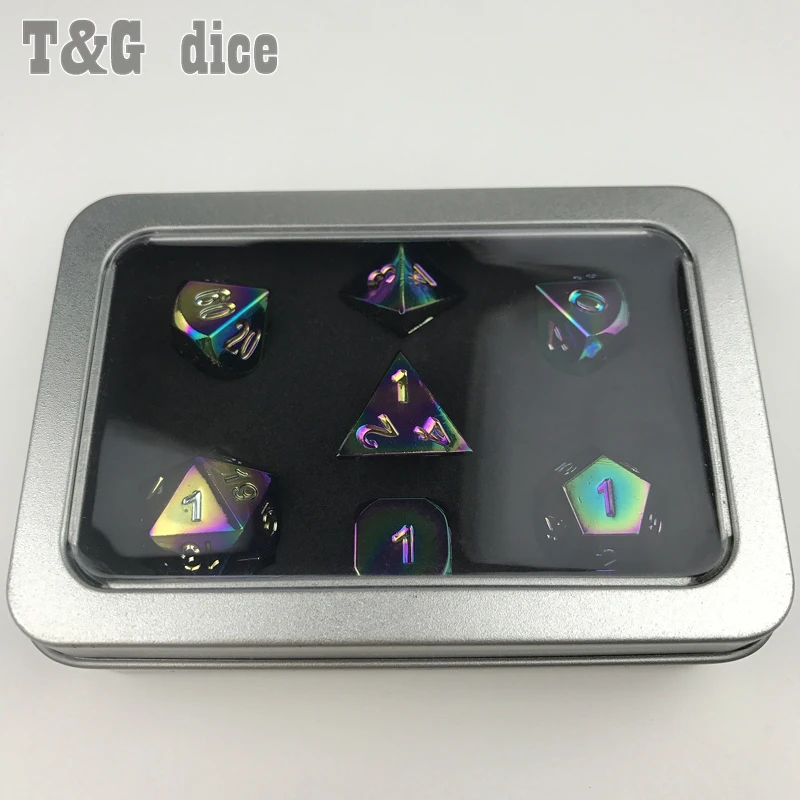 7 шт./компл. T & G Специальные радужные металлические кости X железный ящик для
