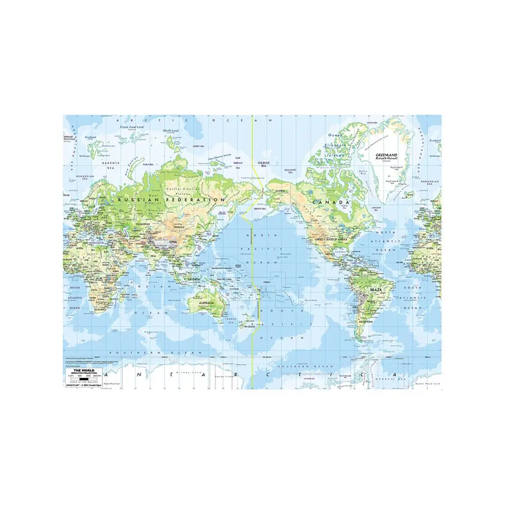 Карта мира проекция Меркатора 150x225 см складная Нетканая карта без запаха с