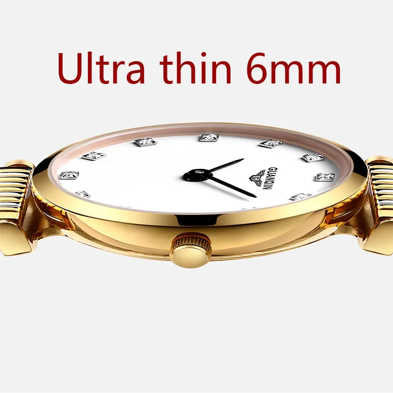 Часы GUANQIN мужские водонепроницаемые ультратонкие кварцевые 6 мм - купить по