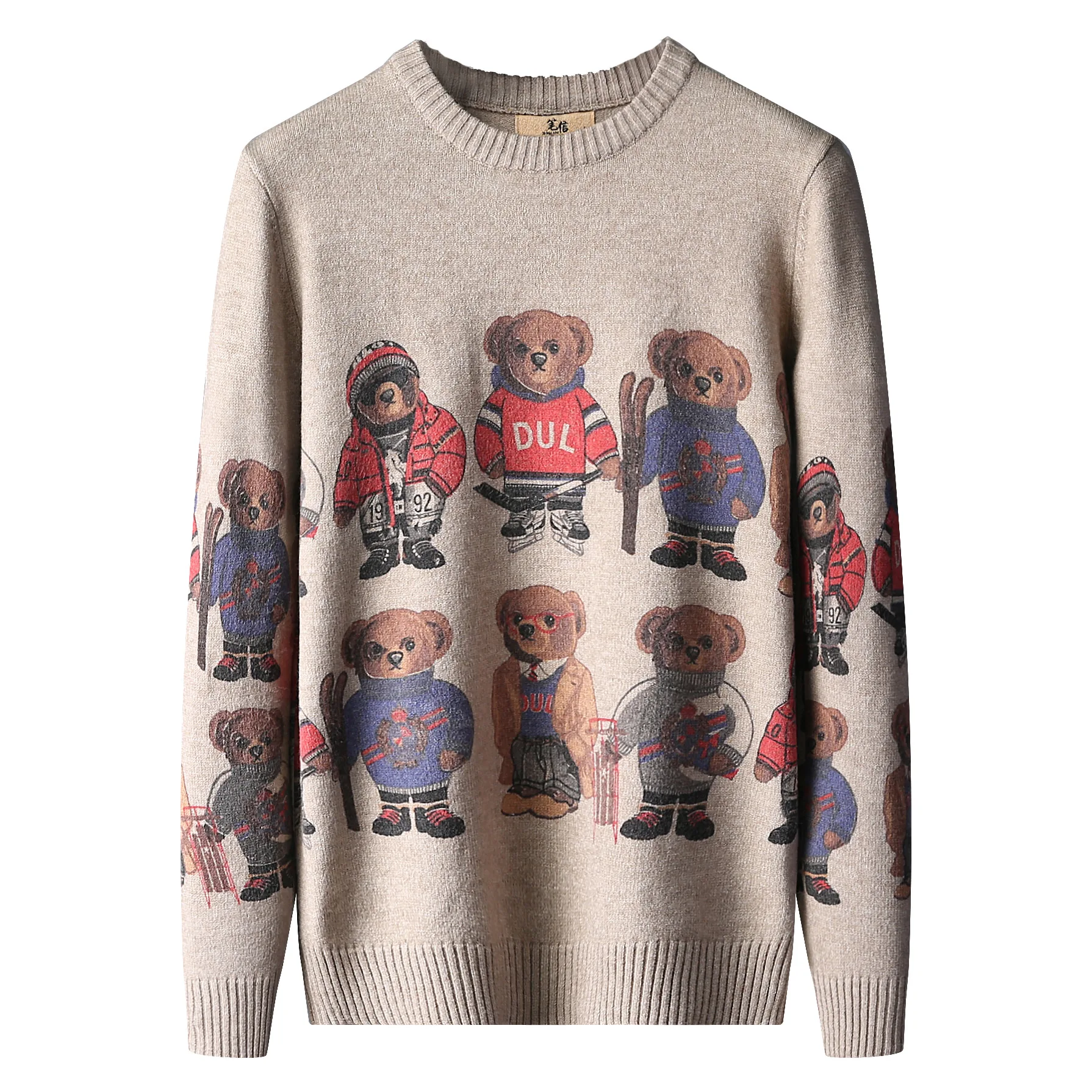 

New Autumn Winter Cashmere Warm Sweater Men Bear Print Mens Slim Fit Sweaters Tops Knitted Men's Christmas Jumper