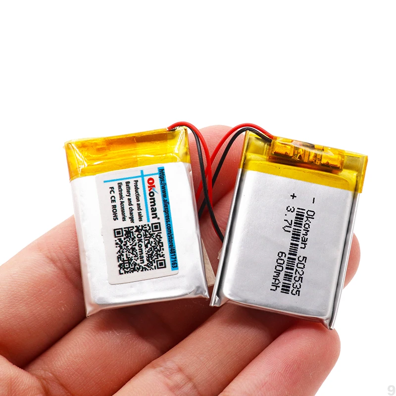 600mAh 3 7 V 502535 литий-полимерный Li-po Li ion Перезаряжаемые Батарея клетки для прожектора