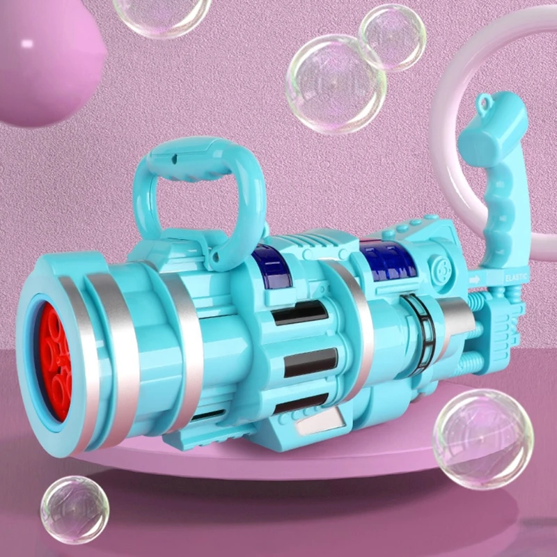 

2021 New Summer Toy Outdoor Games Gatling Bubble Machine Musical Bubble Maker Realistic Toy with Light Outdoor Gift for Toddler