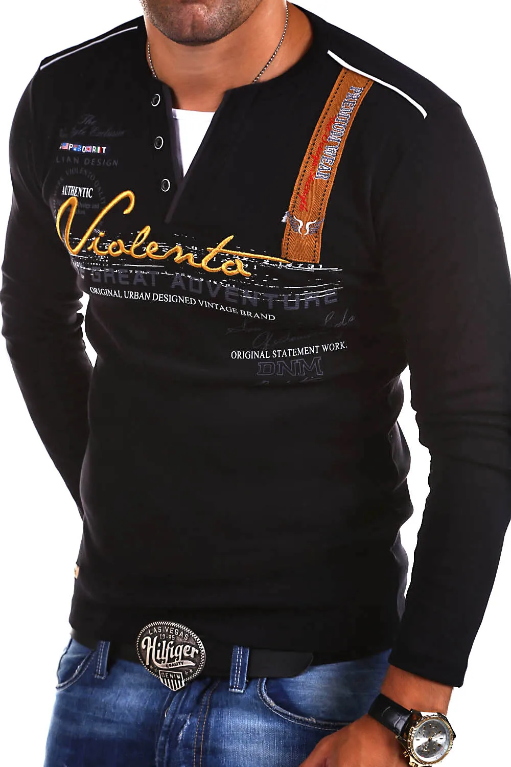 Мужская рубашка-поло с длинным рукавом надписью | одежда