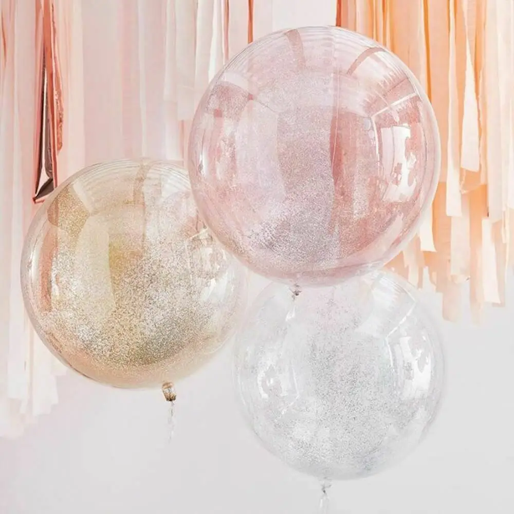 

3 Metallic Glitter Orb Balloons | Birthday Photo Backdrop Baby Shower Decor 22"