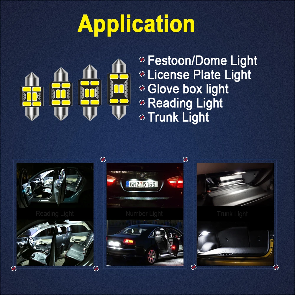 Светодиодный светильник для номерного знака 2 шт. C5W 36 мм Volkswagen VW Passat B5 B6 3c Golf 3 4 5 6