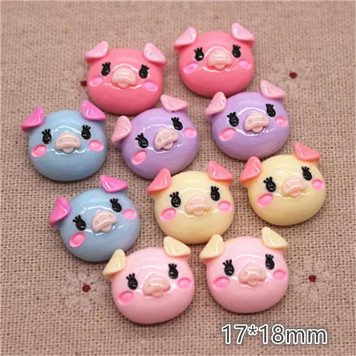 mix colors 10pcs 10 шт. 17*18 мм заколки для волос Маленькая свинья плоский кабошон для детская клипса DIY аксессуары для украшений для волос - Цвет: mix colors 10pcs