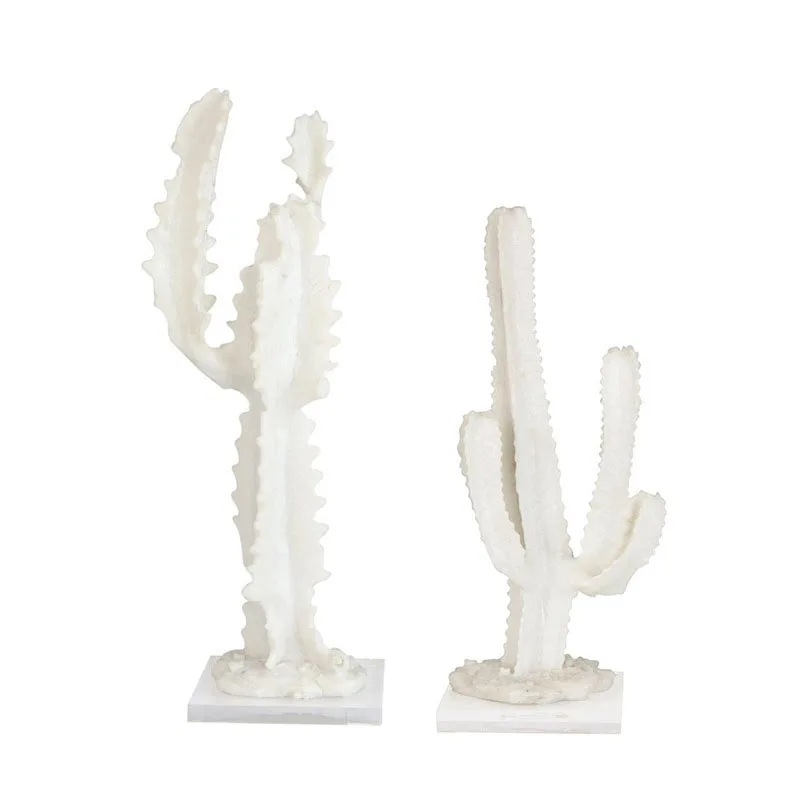 

Nordic Contracted White Cactus Artware Sculpture Home Decoration Accessories Modern Art Resin Statue Room Craft Figurine