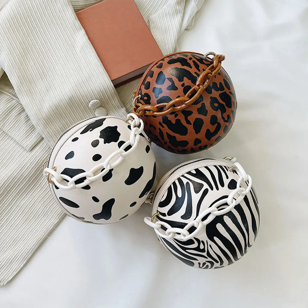

Модная новая женская сумка из искусственной кожи с принтом животных, Сферическая форма, сумка через плечо, повседневные женские сумки на це...
