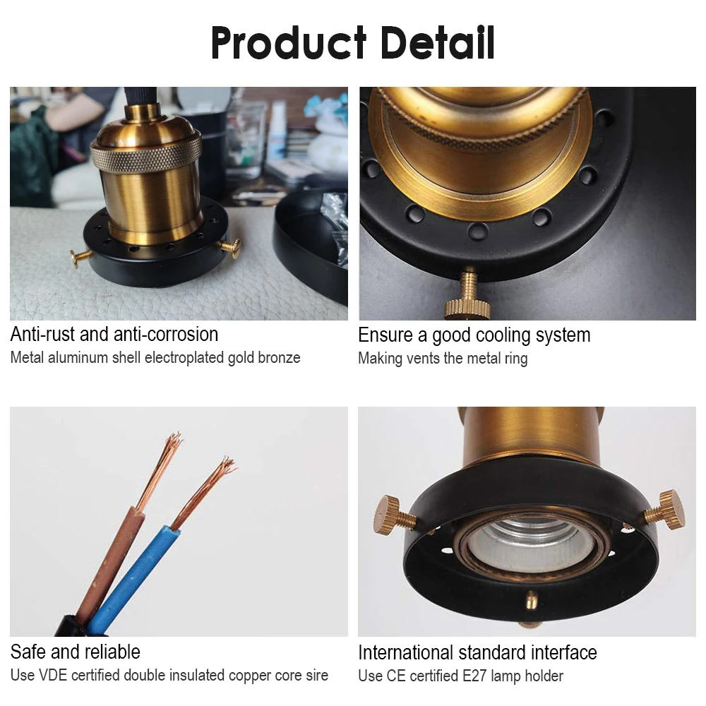 Vintage Industrial estilo colgante de luz de lámpara de E27 Base de la bombilla 200V Loft comedor de isla de cocina iluminación