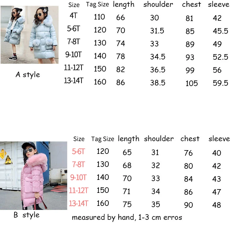 

-25Degree New Children Winter Jacket Girl Winter Coat Kids warm Thick Fur Collar Hooded long down Coats For Teenage 6 8 10 12 14
