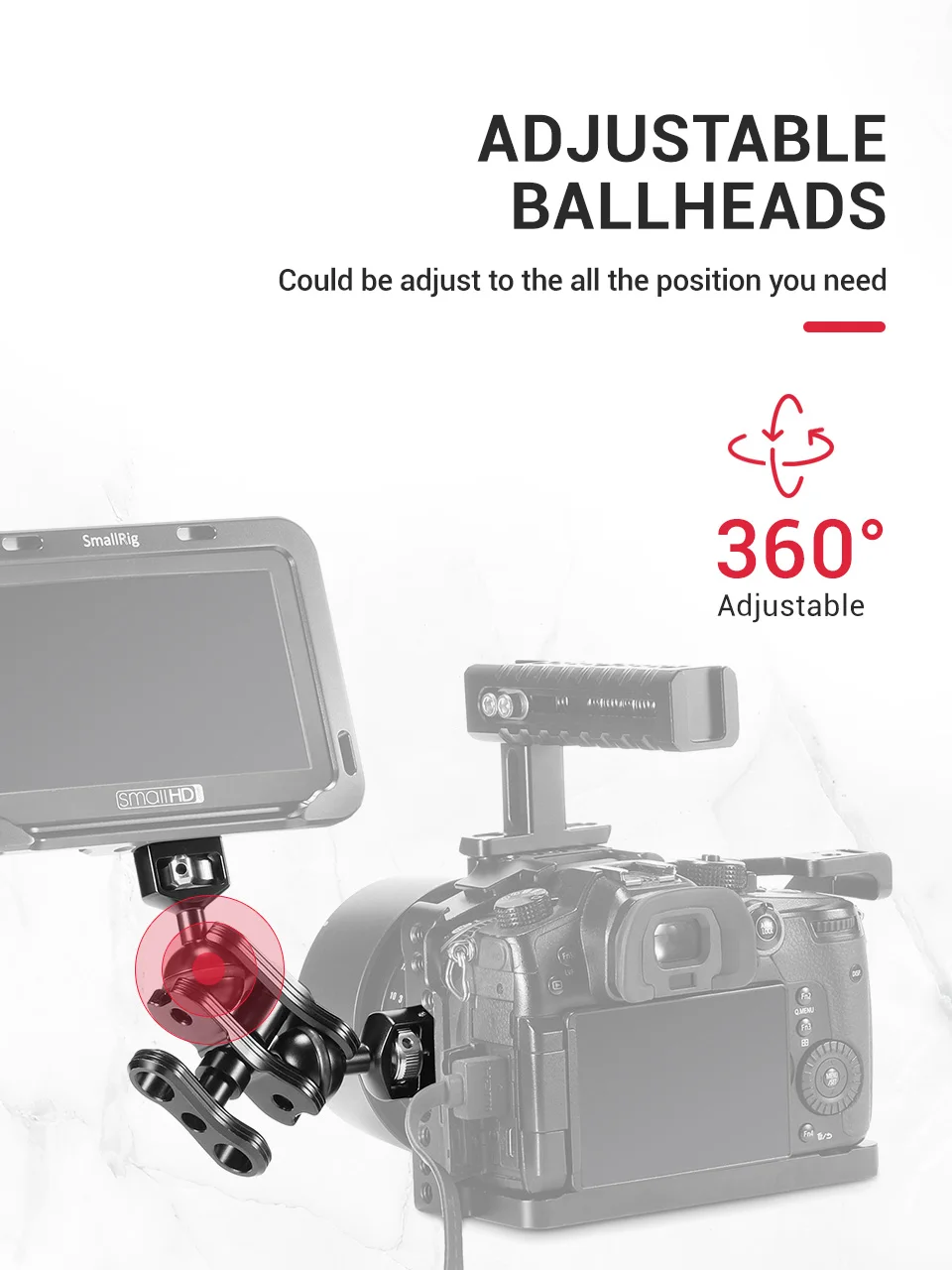 SmallRig DSLR камера Артикуляционная Волшебная рукоятка с двойными шариковыми головками(винты 1/4 ''и 3/8'') Регулируемая шарнирная рукоятка 2212
