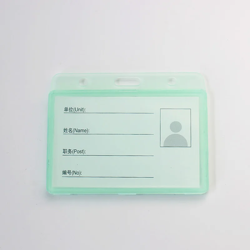 

Solid Color Double Sided Transparent Staff ID Work Card Holder Factory Company Employee's Waterproof Name Badge Card Case