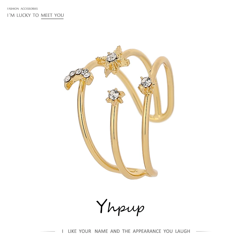 Женское кольцо с геометрическим рисунком Yhpup модное из меди кристаллами и