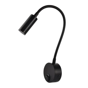 Светодиодный настенный светильник с переключателем 3 Вт, черный, серебристый, для спальни, прикроватный светильник для чтения, регулируемый направление, для помещений