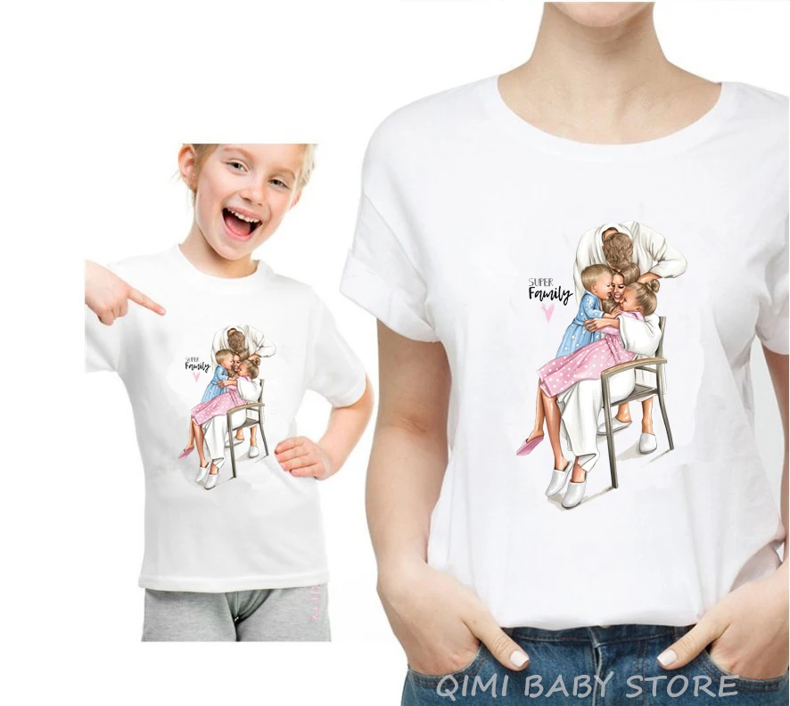 A7-White Футболка для мамы и дочки; одинаковые комплекты для семьи; футболка; Винтажная футболка с принцессой; одежда для семьи - Цвет: A7-White
