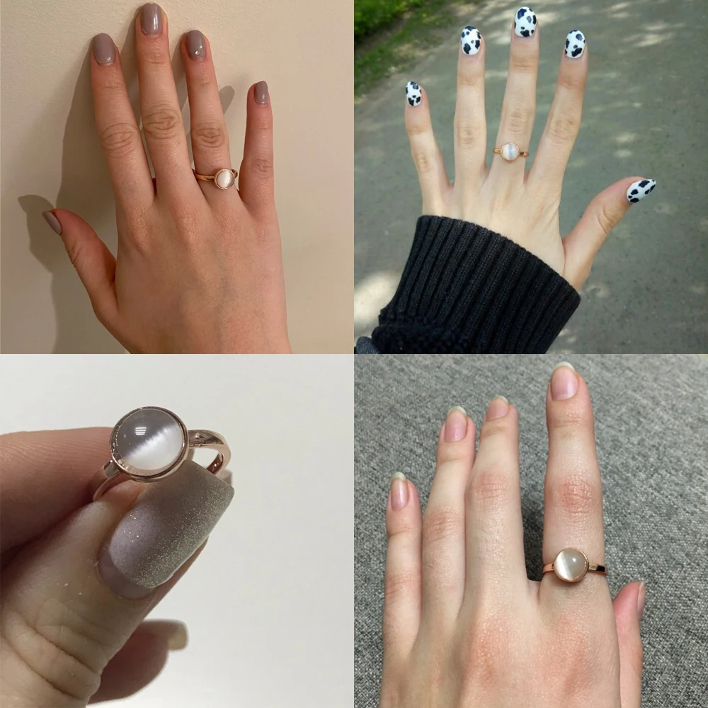 Женские кольца с опалом и луной вечерние/свадебные ювелирные изделия из розового