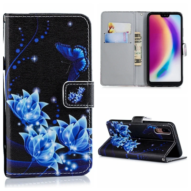 Художественный Чехол-кошелек для HONOR 7A 8A 7S 8S 7X 8X 7C 8C 9 10 20 Lite Pro 10i окрашенный цветок мультфильм PU кожаный флип-чехол