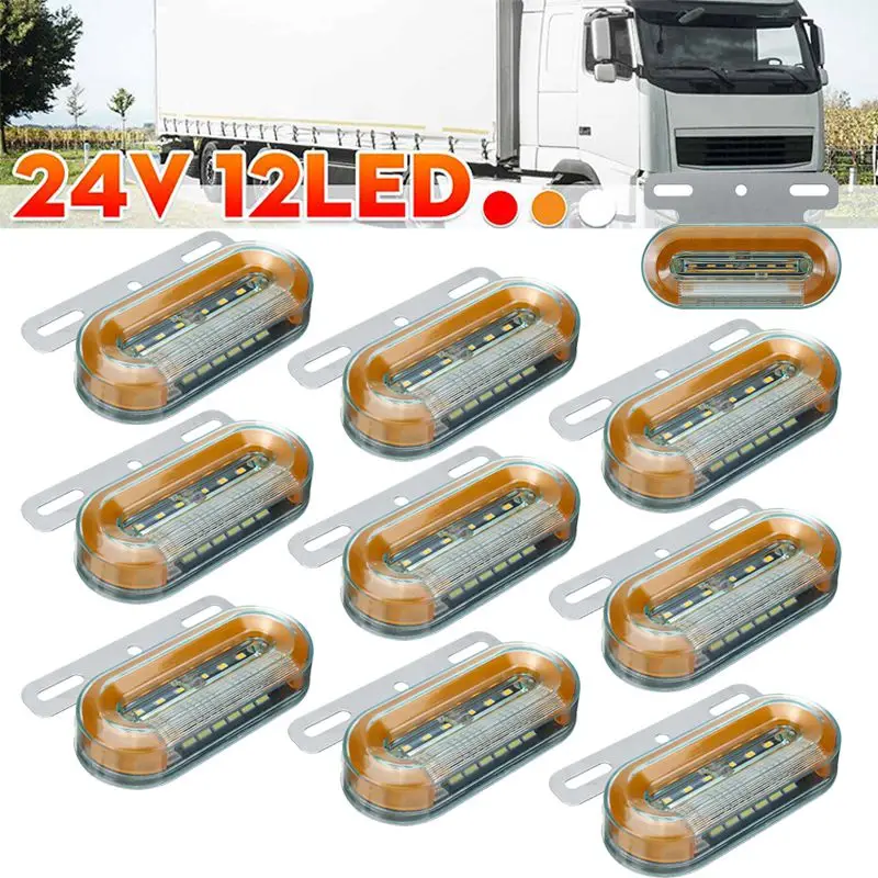 

8Pcs 12V/24V 12 LED Car Truck Side Marker Lights External Lights Signal Indicator Lamp Warning Tail Light 3 Modes Trailer Lorry