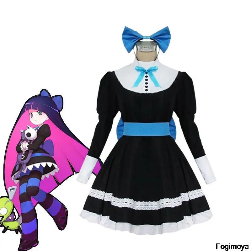 

Cosplay Panty Stocking With Garterbelt Heroine Anarchy Stocking Black Dress Cosplay Costume Women Lolita Maid Suit Party Uniform