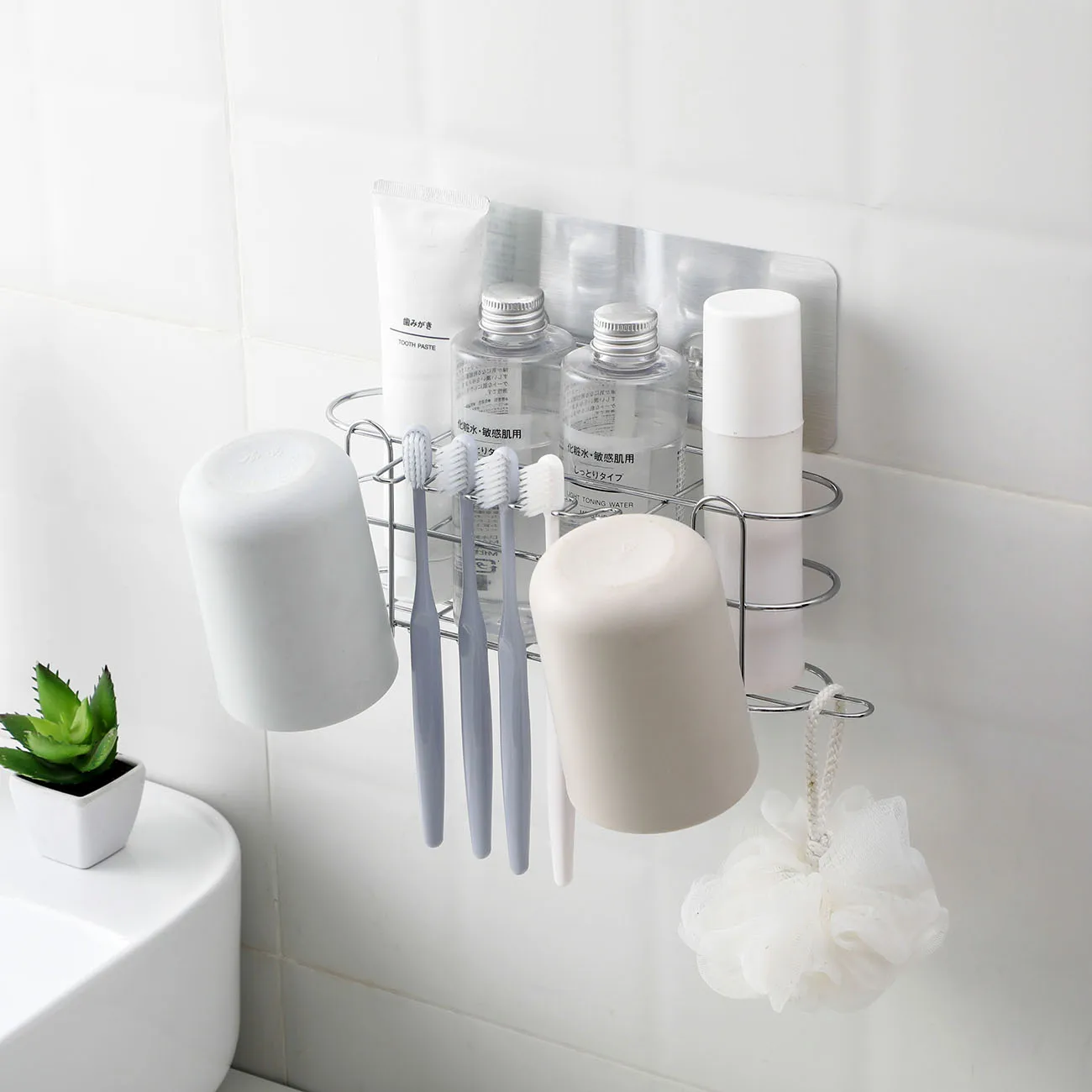 Стеллаж для ванной из нержавеющей стали настенный держатель зубных щеток чашки