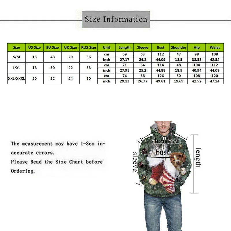 Рождественские Толстовки с 3D принтом мужские и женские топы унисекс пуловер