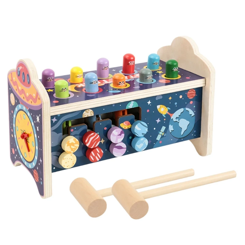 

Quality Natural Wood Pounding Bench Toy 3-in-1 Hammer Wooden Toys for Toddlers
