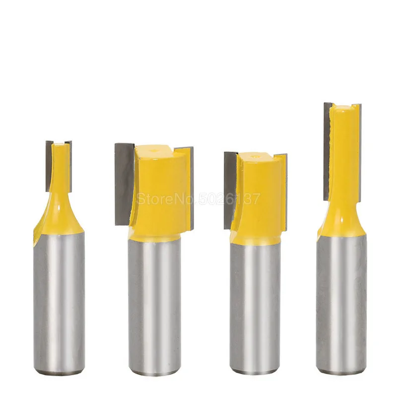

4pcs 12.7mm Shank Straight Woodworking Router Bit Set Wood Cutter 6.35/19/15/9.5 Cutting Diameter Milling Cutter Tool