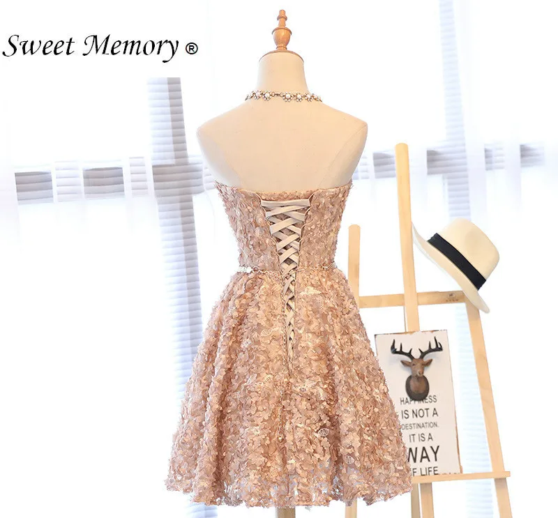 

Sweet Memory Short Gray Champagne Khaki Bridesmaid Dresses With Belt SW19111