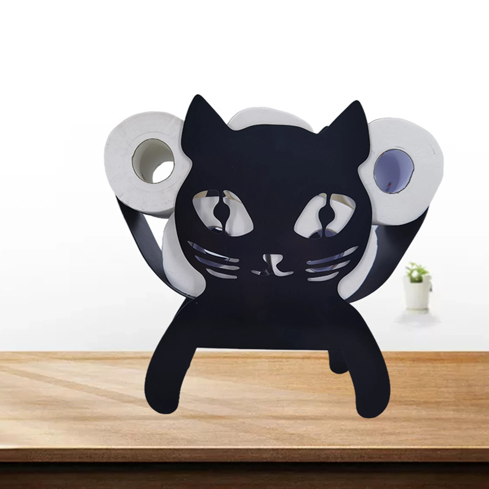 

Toilet Tissue Holder Roll Paper Stand Shelf Free Standing / Wall Mount Cat